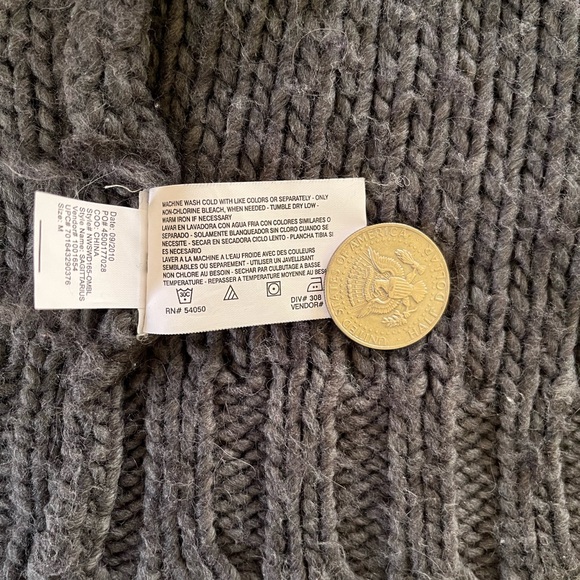 Vintage Y2K Nine West Open Front Chunky Knit Charcoal Gray Cardigan Size Medium - Picture 9 of 9